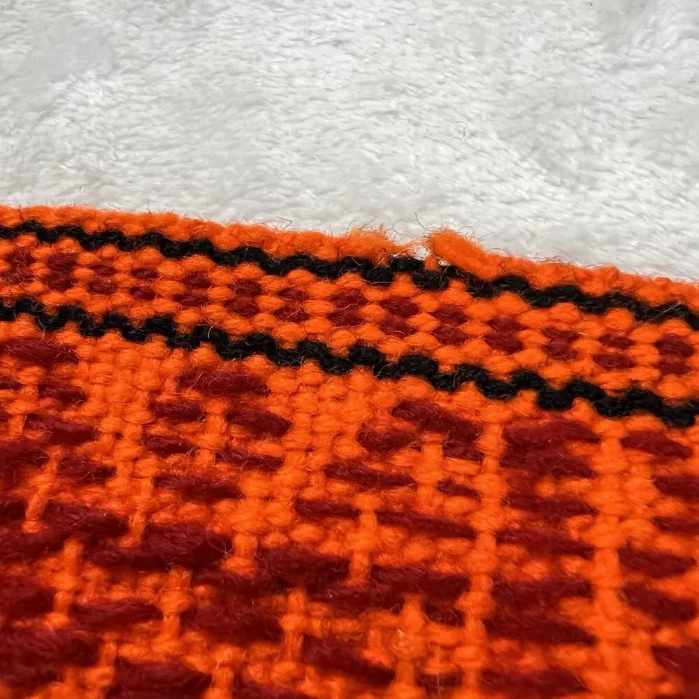 2 Vintage Guatemalan Handwoven Sash Belt Wool Colorful 1970s Green Black Orange